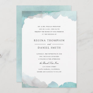 Debonair Turquoise Wedding Invitation Kaart