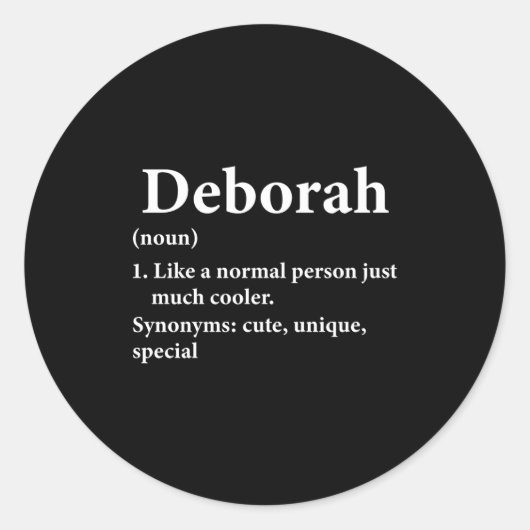 Deborah Name Definition Funny D Ronde Sticker (Voorkant)