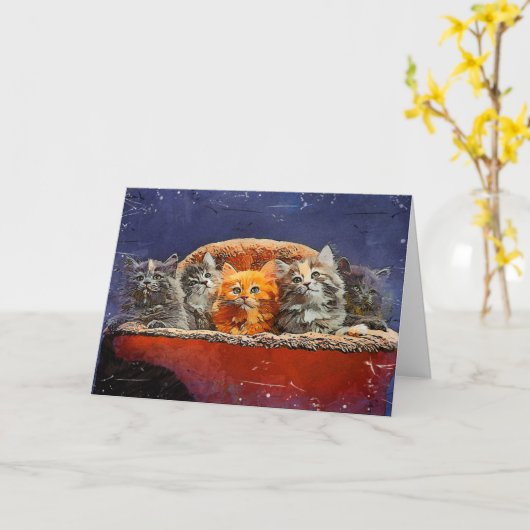 Debout dans la foule Carte des chatons d'anniversa (Fleur jaune)