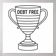 Debt Freedom Trophy Cup Tracker Zwart-wit