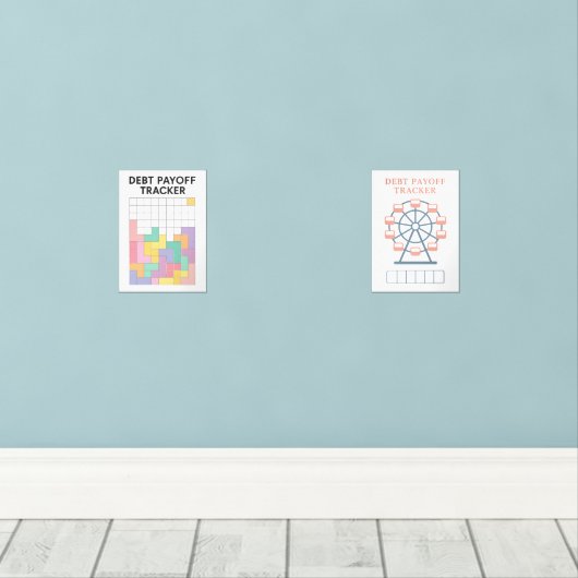 Debt Payoff Tracker Muurkunst Sets (Houten vloer)
