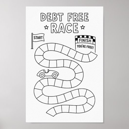 Debt Race Track Spel Poster Zwart & Wit (Voorkant)