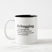 Debugging Definition Funny Coding Programming Gift Tweekleurige Koffiemok (Links)