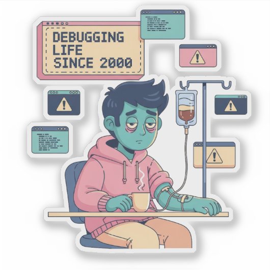 Debugging Life Geek Programmer Sticker (Voorkant)