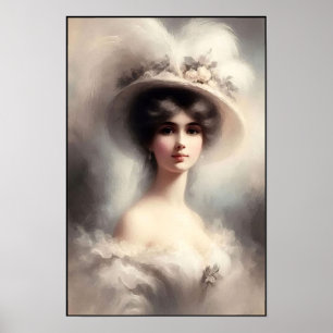 Debutante uit het Victoriaans tijdperk in witte el Poster