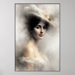 Debutante uit het Victoriaans tijdperk in witte el Poster