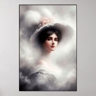 Debutante uit het Victoriaans tijdperk in witte el Poster