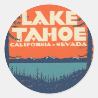 Decaal ontwerp lade van het meer van Tahoe Vintage Ronde Sticker
