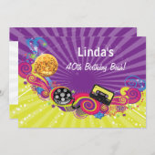 décade des années 80 thème rétro fête Invitation (Devant / Derrière)