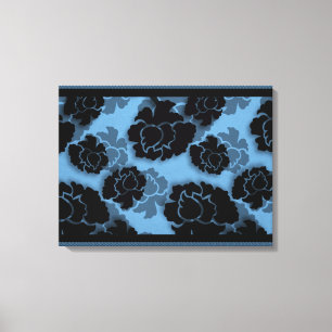 Décadence florale grossière Toile enveloppée, Bleu