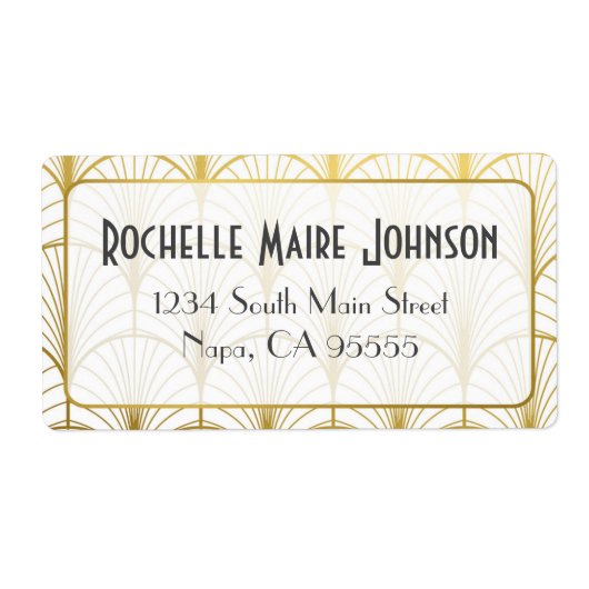 Décadence Golden Art Déco Étiquettes de adresse de (Devant)