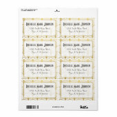 Décadence Golden Art Déco Étiquettes de adresse de (Feuille entière)