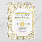 Decadence Golden Art Deco Uitnodiging (Voorkant / Achterkant)