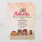 Décadent Desserts Chef Graduation Party Invitation (Devant / Derrière)