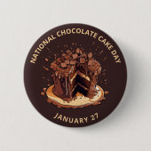 Decadent Nationale Chocolade Cake Dag Ronde Button 5,7 Cm (Voorkant)