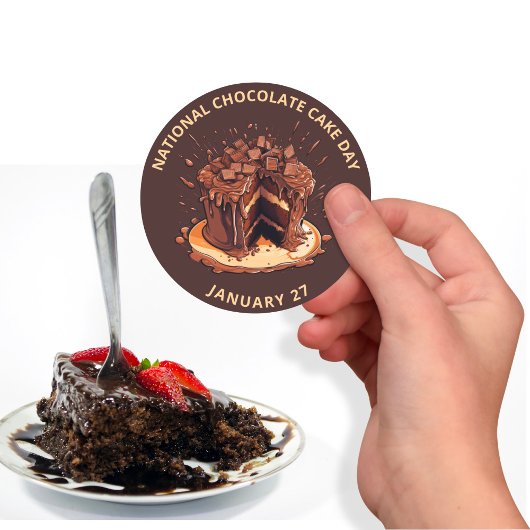 Decadent Nationale Chocolade Cake Dag Ronde Sticker