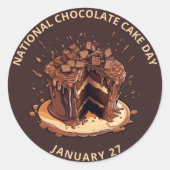 Decadent Nationale Chocolade Cake Dag Ronde Sticker (Voorkant)