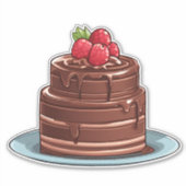 Decadent Raspberry Fudge Cake Waterdicht Sticker (Voorkant)