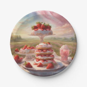 Decadent Strawberry Shortcake picknickfeest Papieren Bordje