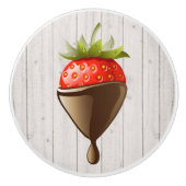 Decadente aardbei in chocolade trekt keramische knop (Voorkant)