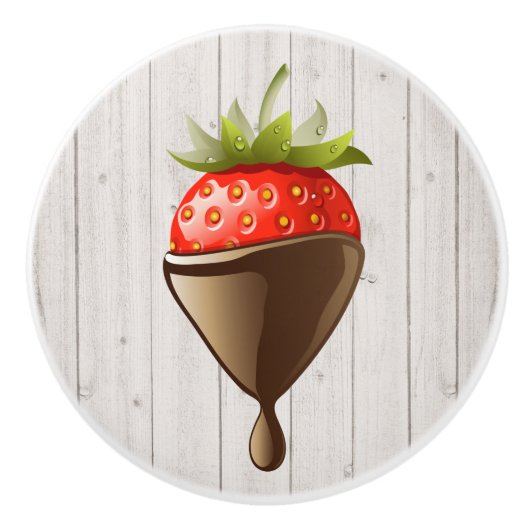 Decadente aardbei in chocolade trekt keramische knop (Voorkant)