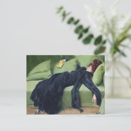 Decadente jonge vrouw Ramon Casas kunst Kaart (Staand voorkant)