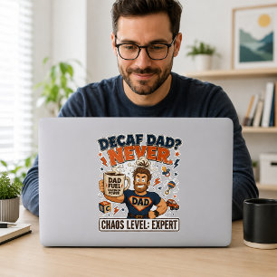 Decaf Papa Nooit Chaos Level Expert Grappige Papa Sticker