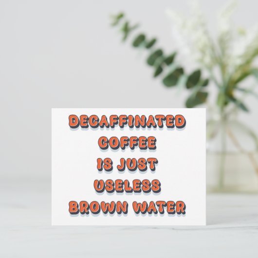 Decaffineerde koffie cool grappig retro humor briefkaart (Staand voorkant)