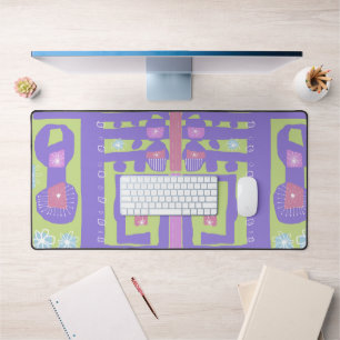 Décal Floral Ethnic Print Purple Vert Blanc