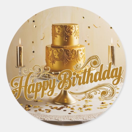 Decal Stickers van Happy Birthday Metallic Gold (Voorkant)