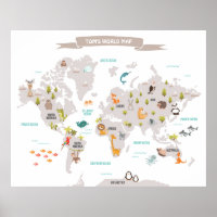 Decale Kinderen van de Wereldkaart van het poster