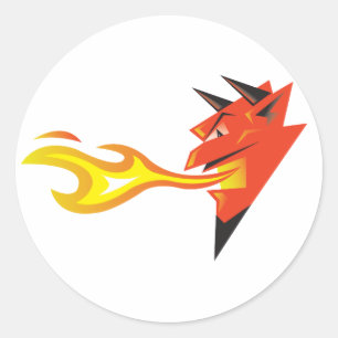 Decale van het hoofd van Fiery Devil Ronde Sticker