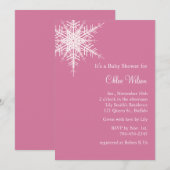 Décaler Baby shower rose neige Invitation (Devant / Derrière)