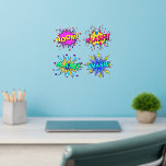Décalque Mural Boom Splash Slam Smash, Purple Yellow Pop Art 12"<br><div class="desc">Quatre décorations murales d'art pop - - Changez la taille de ces décalcomanies en changeant la taille de la feuille de style - 4 tailles - de 12" x 12" à 36" x 36" - - Ces décalcomanies sont imprimées sur un arrière - plan transparent, mais vous pouvez changer en...</div>