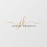 Décalque Mural Élégant Monogramme Initiales Nom Gold Black Script<br><div class="desc">Élégant, stylisé, initiales ou monogramme et nom clair, transparent Wall Decal pour personnaliser votre espace. Le design est présenté dans une couleur dorée et noire modifiable et les polices peuvent être changées pour s'adapter à votre style. TAILLE : Disponible en différentes tailles : utilisez la zone TAILLE PERSONNALISÉE pour modifier...</div>