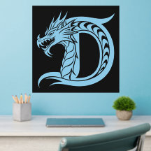 Lettre D de style dragon, Alphabet Dragon, Monogra