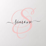 Décalque Mural Monogramme moderne élégant Script Nom personnalisé<br><div class="desc">Le design tendance et élégant présente votre initiale dans un script de calligraphie magnifique avec des fioritures qui entourent votre nom dans un script avec des fioritures (assurez-vous de garder les espaces à côté où vous remplacez votre nom). Cette conception est dans la combinaison rose-noir (choisissez la couleur que vous...</div>