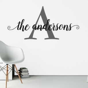 Décalque Mural Nom de famille Script Calligraphie Monogramme