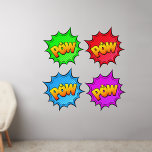 Décalque Mural Pow Burst, sur Green Red Blue Purple, Pop Art 50"<br><div class="desc">Pow Burst en Jaune sur Vert Rouge Bleu et Violet - une Grande Décale murale d'Art Pop - - Changez la taille de ces décalcomanies en changeant la taille de la Feuille de Décale - 4 tailles - de 12" x 12" à 36" x 36" - - Ces décalcomanies sont...</div>
