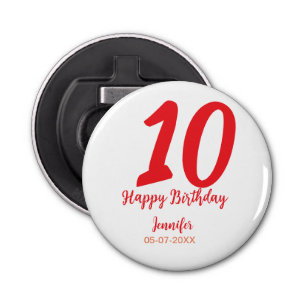 Décapsuleur 10e anniversaire ajouter nom date année rouge modè