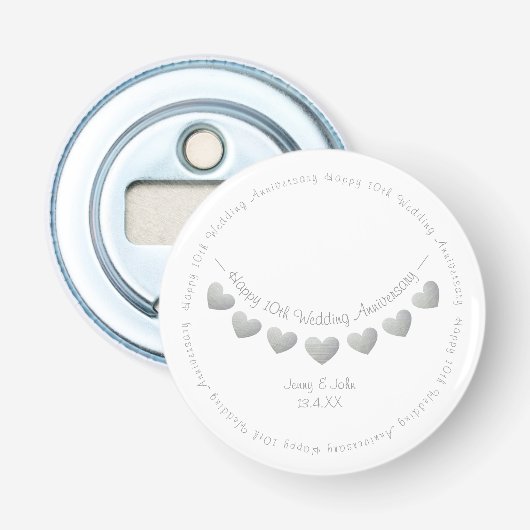 Décapsuleur 10e anniversaire du Mariage étain/aluminium (Devant)