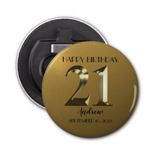 Décapsuleur 21e anniversaire d'or métallique