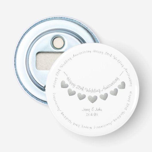 Décapsuleur 25e anniversaire de Mariage d'argent de bunting ca (Devant)