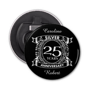 Décapsuleur 25e anniversaire du mariage argent crête