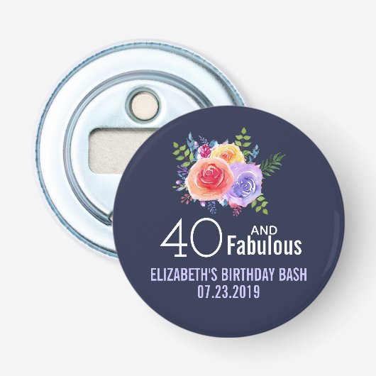 Décapsuleur 40 et texte fabuleux - Aquarelle Floral Anniversai (Devant)