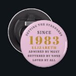 Décapsuleur 40th Birthday Born 1983 Ajouter Nom Rose Grey<br><div class="desc">Anniversaire personnalisé ajoutez votre nom et l'ouverture de bouteille de l'année. Modifiez le nom et l'année avec le modèle fourni. Un merveilleux accessoire de fête d'anniversaire personnalisé. Plus de cadeaux et de fournitures de fête disponibles avec le design "normes de fixation" dans le magasin.</div>