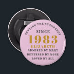 Décapsuleur 40th Birthday Born 1983 Ajouter Nom Rose Grey<br><div class="desc">Anniversaire personnalisé ajoutez votre nom et l'ouverture de bouteille de l'année. Modifiez le nom et l'année avec le modèle fourni. Un merveilleux accessoire de fête d'anniversaire personnalisé. Plus de cadeaux et de fournitures de fête disponibles avec le design "normes de fixation" dans le magasin.</div>