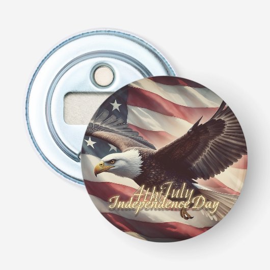 Décapsuleur 4 juillet aigle avec drapeau américain (Devant)