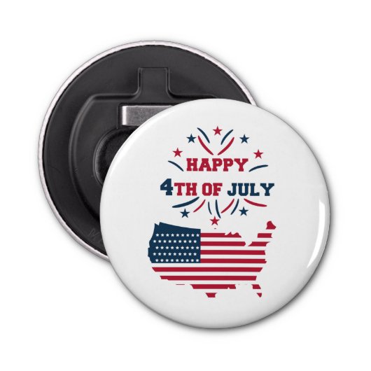 Décapsuleur 4 juillet Feu d'artifice USA Rouge Blanc Bleu (Devant)