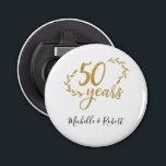 Décapsuleur 50 ans mariage anniversaire cadeau parties scintil<br><div class="desc">50 ans mariage anniversaire ouvre-bouteille personnalisée,  avec la typographie or et parties scintillant en lettrage à la main et la police de style calligraphie.</div>